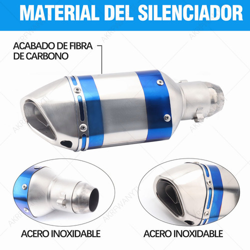Escape Silenciador Moto Universal Deportivo 250mm Doble Azul Foto 3