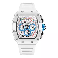 Relojes Onola Skeleton Quartz Calendar Luminous, Correa De Color Blanco