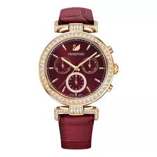 Reloj Swarovsky Era Journey En Tono Oro Rosa Y Rojo Oscuro