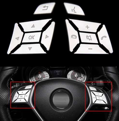 Tapa Botones Cromados Controles Volante Mercedes Benz C E A Foto 2