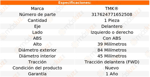 1- Balero Rueda Doble Delantero Sx4 2.0l 4 Cil 2008/2009 Tmk Foto 2