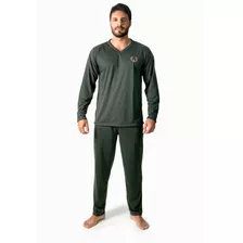 Pijama Longo Masculino Adulto Inverno Frio Dormir Conforto 