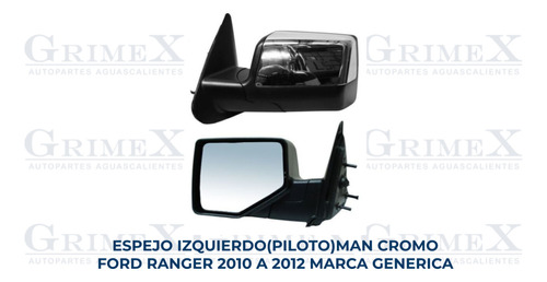 Espejo Ford Ranger 2010-10-2011-2012-12 Manual Cromo Ore Foto 2