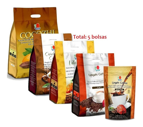 Lingzhi Coffee Dxn - Combo De 5 Bolsas Surtido