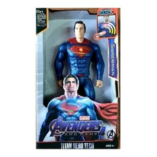 Boneco Superman 30cm Articulado Vingadores Com Som E Luz 