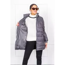 Campera Puffer Larga Parka Overside Capucha Importada Mujer