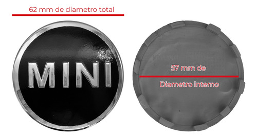 Juego De 4 Centros De Rin 56mm Mini Negro/cromo Foto 2