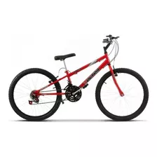 Bicicleta De Passeio Ultra Bikes Bike Rebaixada Aro 24 18 Marchas Freios V-brakes Cor Vermelho-ferrari