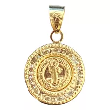 Medalla Oro 10 Kilates San Benito Con Piedras Dama Niña