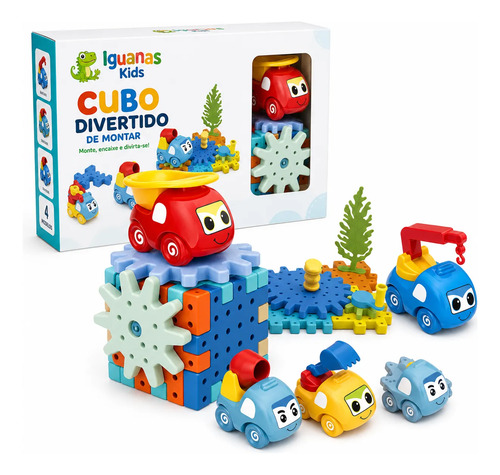Brinquedo Cubo Engrenagem Carrinho Encaixe Sortido Bege