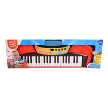 Organo Teclado Musical Con Luces Y Sonido A Pilas 54cm Color Rojo