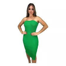 Vestido Midi Tomara Que Caia Canelado Modal Verde Bandeira