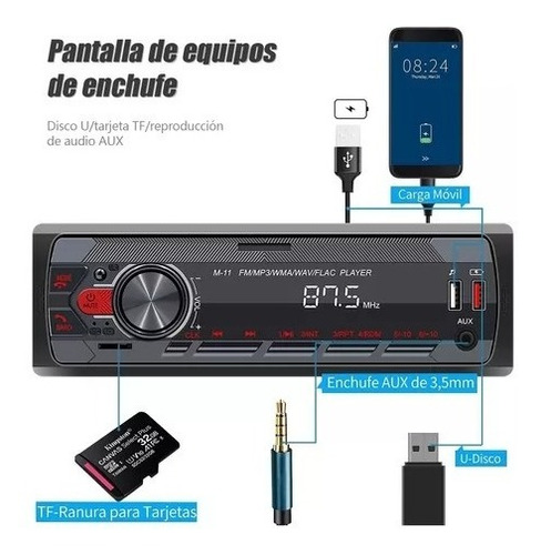 Auto Estereo Bluetooth Mp3 Radio Manos Libres Aux Fm Sd Usb Foto 6