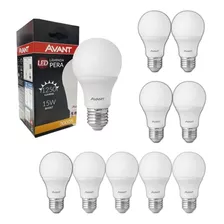 Kit 10 Lampadas Led 15w Bulbo Pera 3000k Branco Quente Avant Cor Da Luz Branco-quente Bivolt