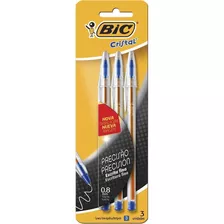 Bolígrafo Bic Blue De Cristal Fino, 3 Unidades, 0,8 Mm