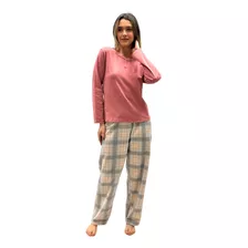Pijama Lupo Manga Longa Com Calça Xadrez Feminino