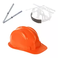 Kit 2 Capacete Trabalho Epi Construção + Jugular Fita Cor Laranja