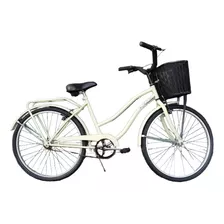 Bicicleta Playera Femenina Le Bike Classic Playera Full R26 Freno V-brakes Color Beige Con Pie De Apoyo 