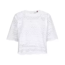 Blusa De Corte Amplio Con Diseño Calado Tommy Hilfiger