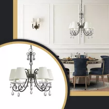 Lustre Candelabro Preto Cristais - Old Artisan