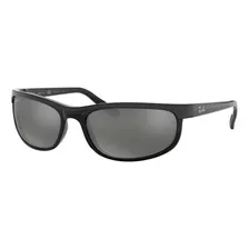 Anteojos De Sol Polarizados Ray-ban Predator 2 Standard Con Marco De Nailon Color Matte Black, Lente Grey De Cristal Espejada, Varilla Matte Black De Nailon - Rb2027