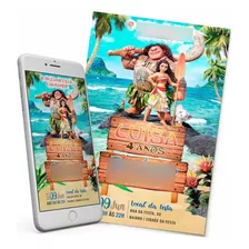 Convite De Aniversário Moana P/ Whatsapp Virtual