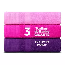 Kit C/3 Toalha De Banho - Gigante 80 X 1,50 - 500 G/m - Top 3 - Feminina