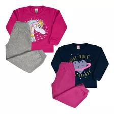 Kit Conjunto Moletom 2 Roupa Criança Infantil Menina Atacado