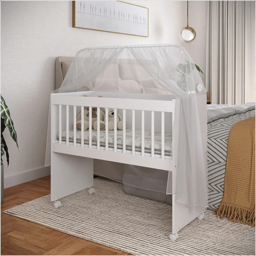 Mini Berço Branco Multifuncional 100% Mdf Colchão Ofertamo