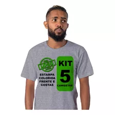 Kit 5 Camisetas Camisa Personalizada Logomarca Empresa Cinza