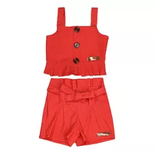 Conjunto Infantil Menina Diva Bengaline 1 A 10 Anos Cereja