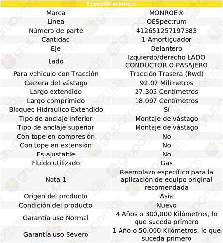 1 Amortiguador Izq/der Del Oespectrum Caravelle 88-89 Monroe Foto 3