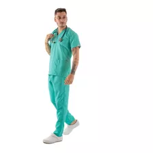 Conjunto Pijama Cirúrgico Liso Masculino - Verde Esmeralda 