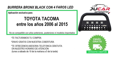 Burrera 4x4 Off Road Toyota Tacoma 2006-2015 Faros Centrales Foto 8