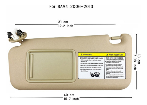 Parasol Izquierdo Beige Para Toyota Rav4 2006-2013 Foto 2