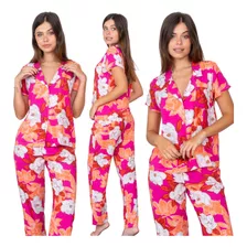 Pijama Camisero Mujer Abotonado Suave Comodo En Caja