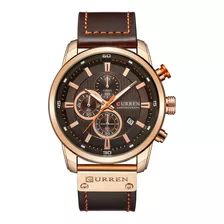 Reloj Curren Quartz Cobre Cafe Cronografo + Envio Gratis