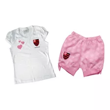 Conjunto Blusa E Short Infantil Do Flamengo Licenciado