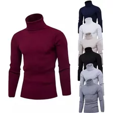 Cacharel Blusa Tricot Lã Masculina Canelada Gola Alta Ref765