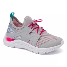 Tênis Infantil Menina Klin New Sport Gelo Pink Com Ajuste