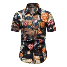 Camisa De Playa Hawaiana De Manga Corta Estampada S 3524 Par