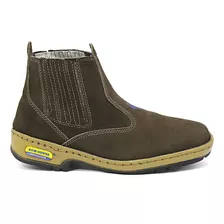 Bota Botina Masculina Couro Nobuck Fazenda Passeio & Serviço