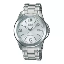 Relógio De Pulso Casio Enticer Mtp-1215 Com Corpo Prateado, Analógico, Para Masculino, Fundo Prateado, Com Correia De Aço Inoxidável Cor Prateado, Agulhas Cor Cinza E Branco, Subdials De Cor Cinza, 