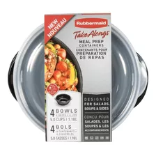 Bowl Pack X4 Rubbermaid Con Tapa 290ml C/u Febo