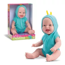Boneca Bebê Menina Baby Babilina Com Roupão Banho Dinossau