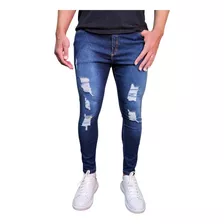 Calca Jeans Masculina Skinny Rasgada Justa Estica Muito Top