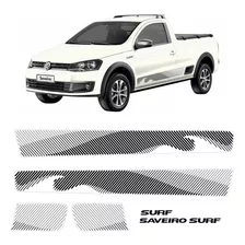 Kit Adesivo Faixa Volkswagen Saveiro Surf 2015 2016 Cor Preto