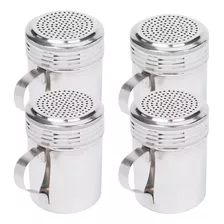 Porta Pimenta Sal Dispenser Para Hamburguerias Com 4 Peças Cor Prateado