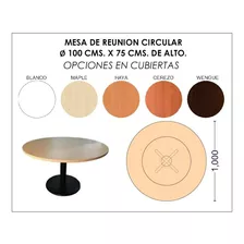 Mesa Reunion Circular 100 Cms Con Base Disco