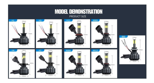 Kit Turbo Led 200w H1 H3 H4 H7 H11 9005 9006 880 Canbus / X6 Foto 2